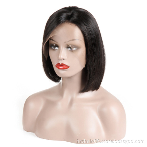human hair wigs Indian virgin hair natural black 613 straight 13x4 bob lace front wig